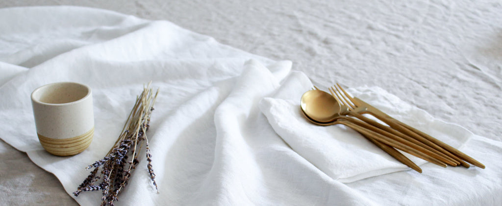 100% Linen Off White Table Runner Pre-Washed 17x56 Inch