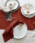 100% Linen Terracotta Table Runner Pre-Washed 17x56 Inch