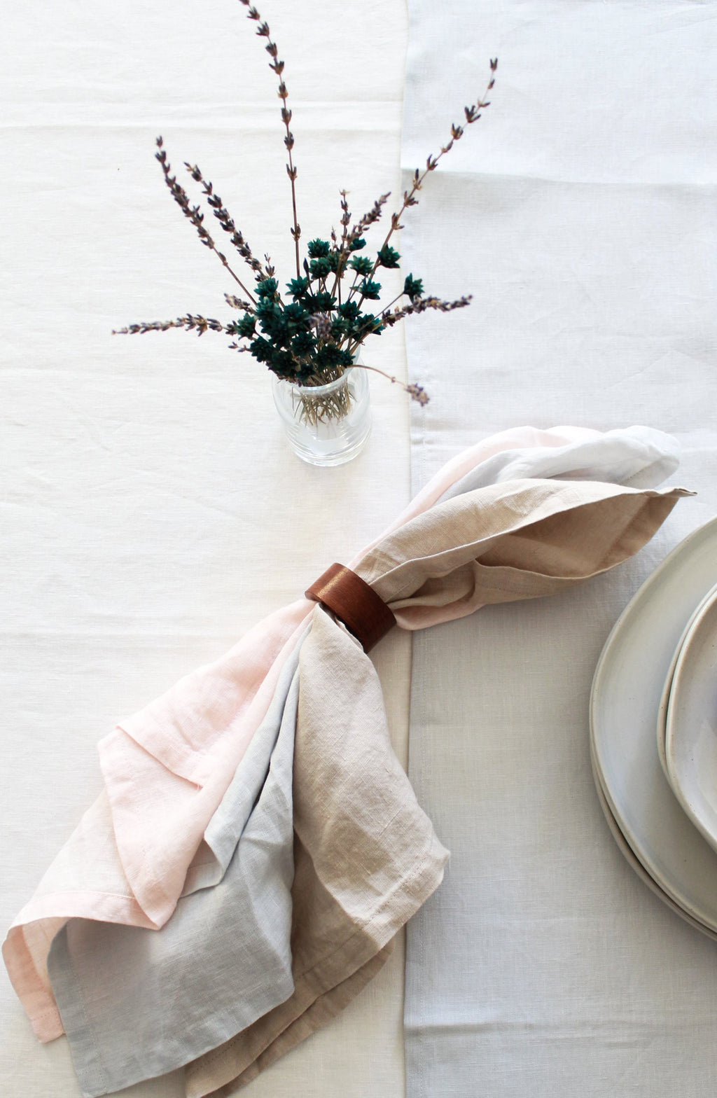 100% Linen Oyster Gray Table Runner Pre-Washed 17x56 Inch