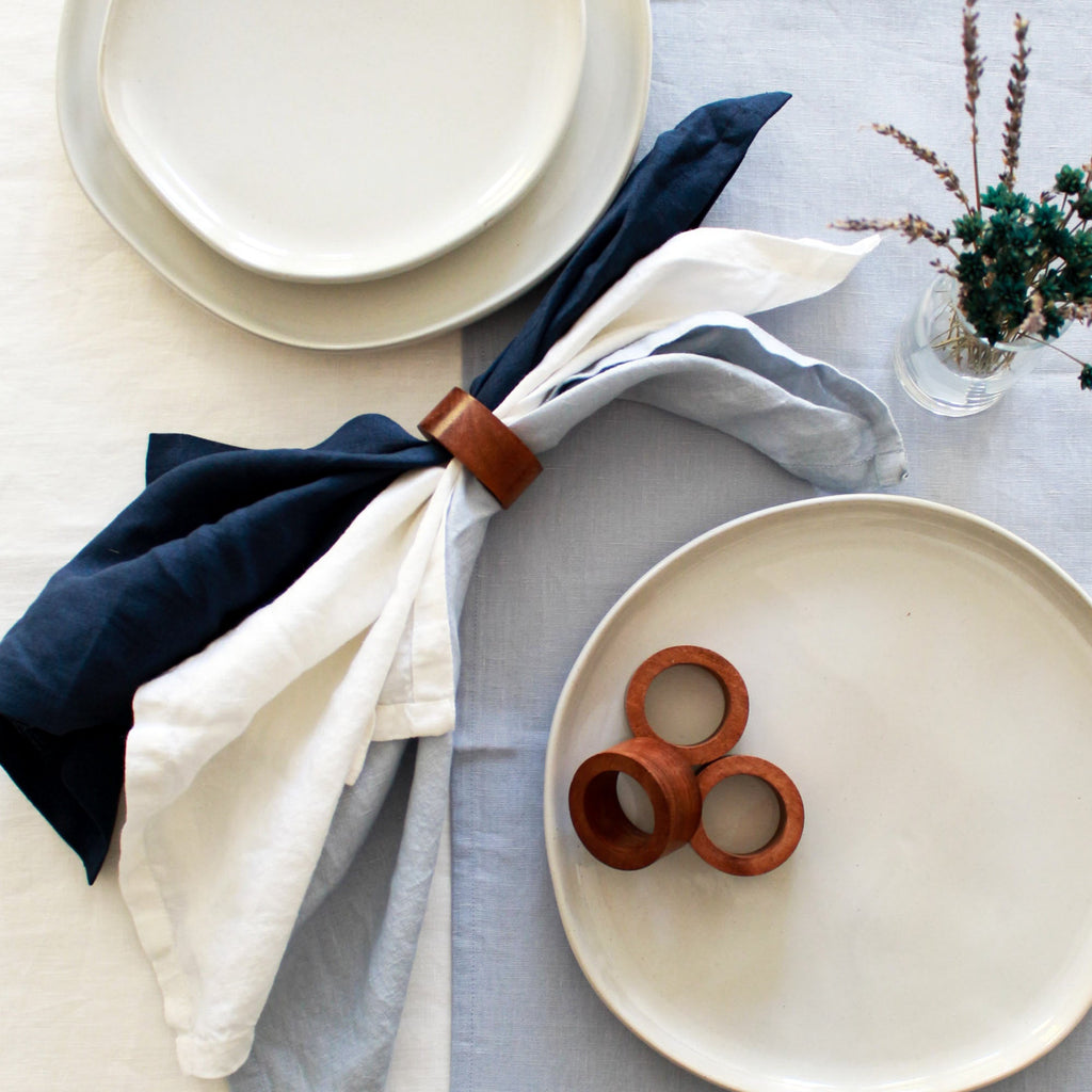 100% Linen Sky Blue Table Runner Pre-Washed 17x56 Inch