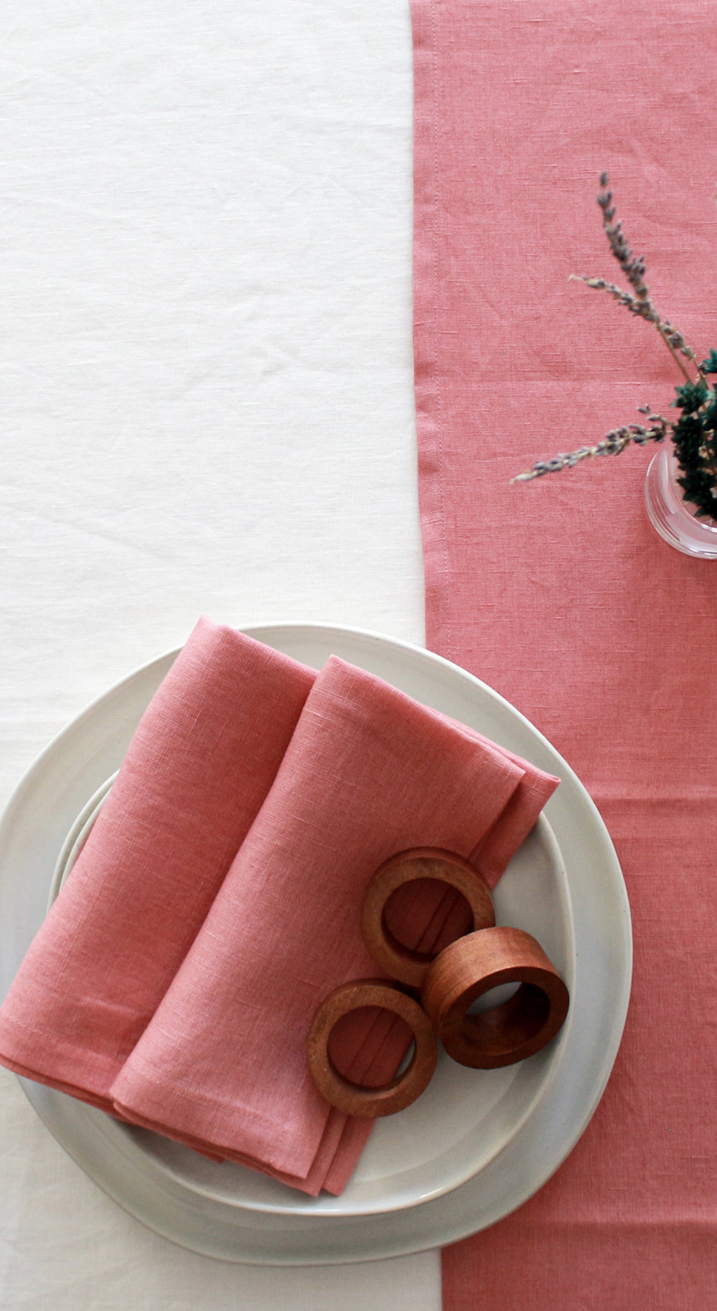 100% Linen Dusty Rose Table Runner Pre-Washed 17x56 Inch