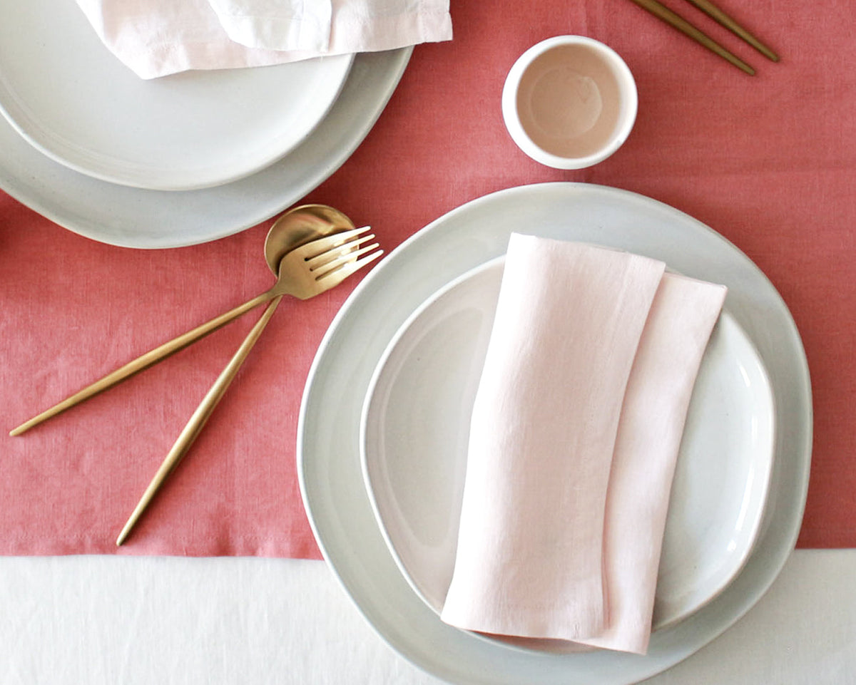 100% Linen Dusty Rose Table Runner Pre-Washed 17x56 Inch
