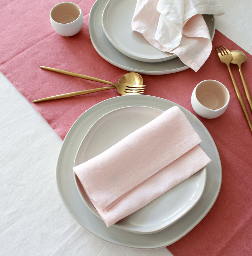 100% Linen Dusty Rose Table Runner Pre-Washed 17x56 Inch