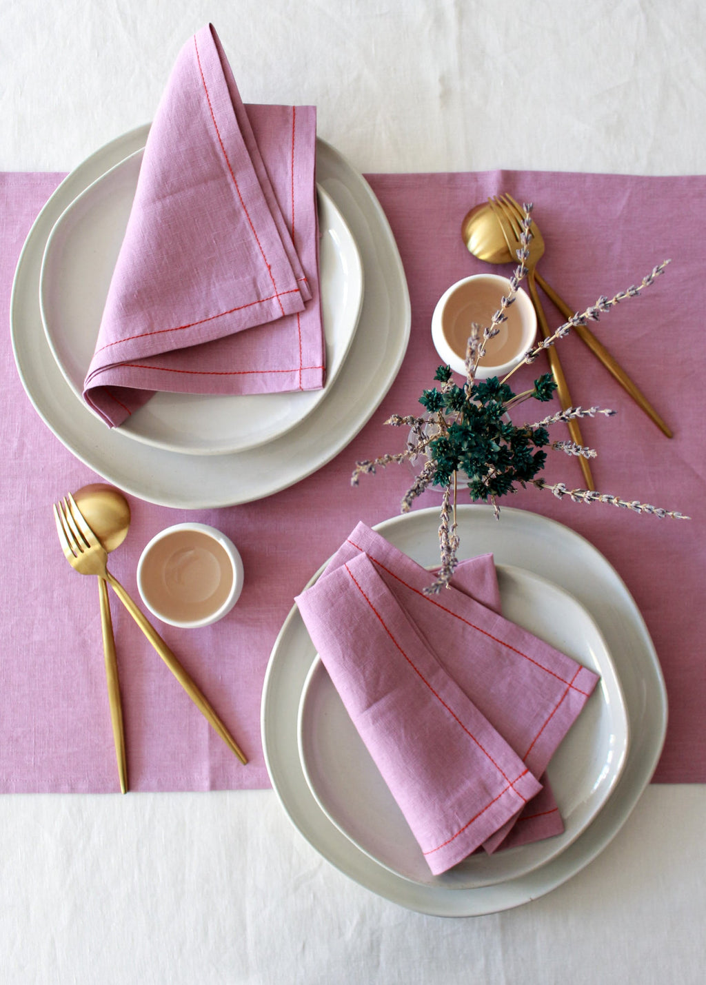 100% Linen Woodrose Table Runner Pre-Washed 17x56 Inch
