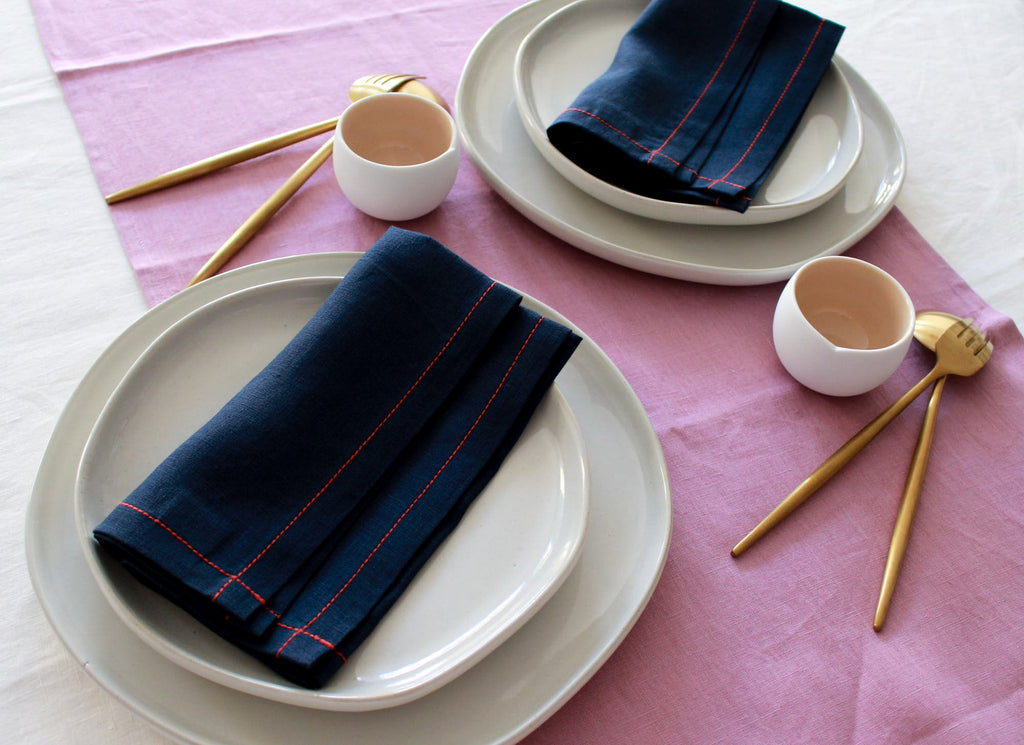 100% Linen Woodrose Table Runner Pre-Washed 17x56 Inch