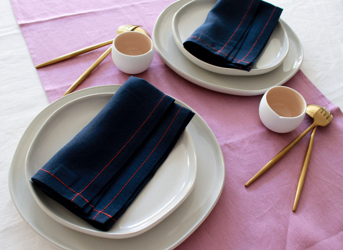 100% Linen Woodrose Table Runner Pre-Washed 17x56 Inch