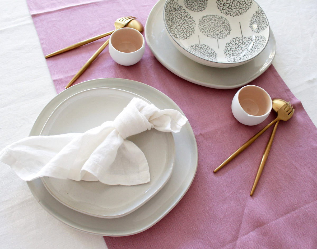 100% Linen Woodrose Table Runner Pre-Washed 17x56 Inch