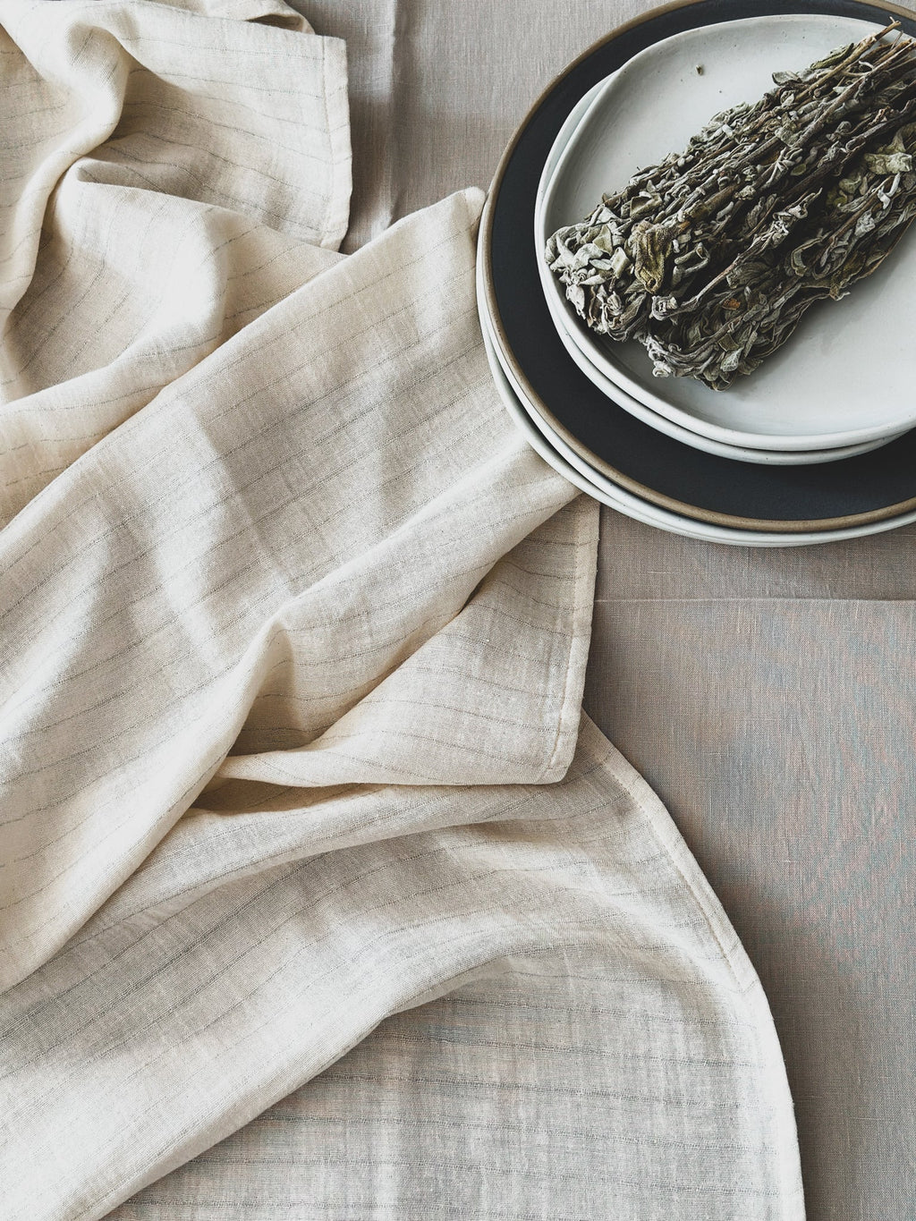 100% Turkish Cotton Table Runner with Silver Stripes 18x80 Inch