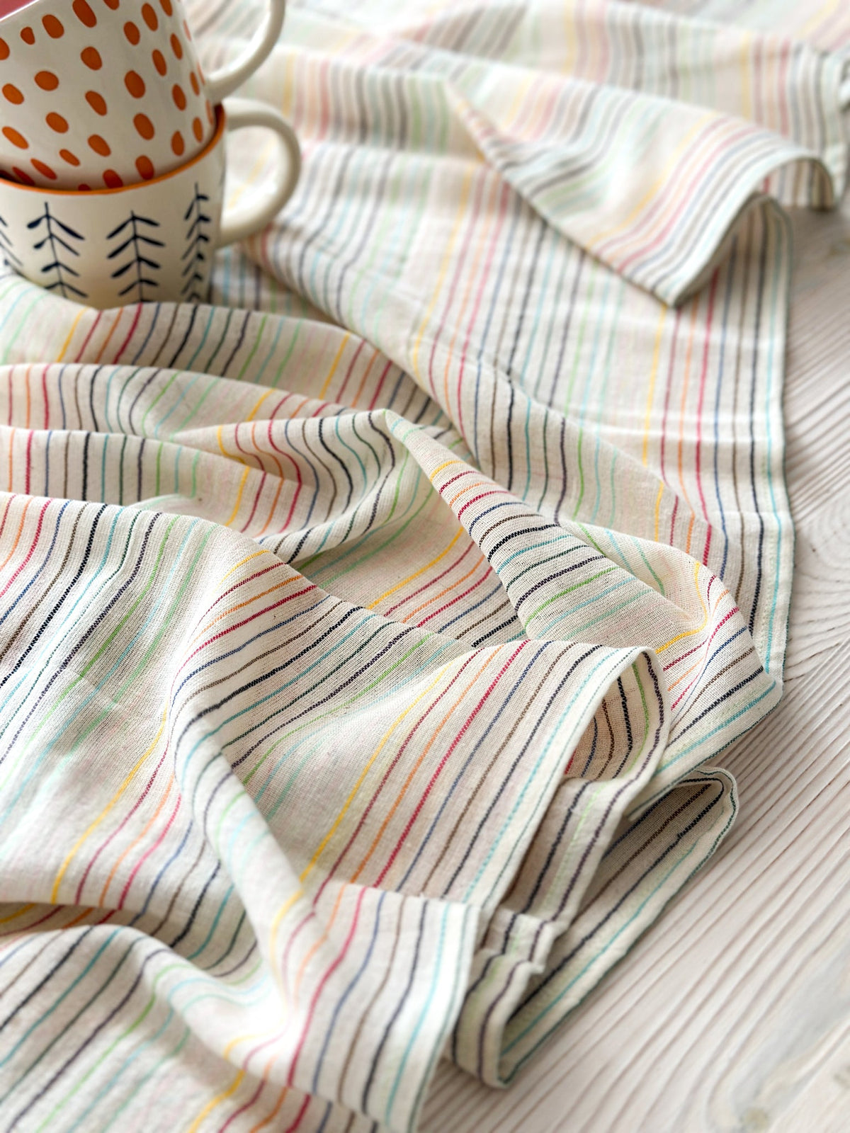 100% Cotton Rainbow Striped Table Runner 16x76 Inch